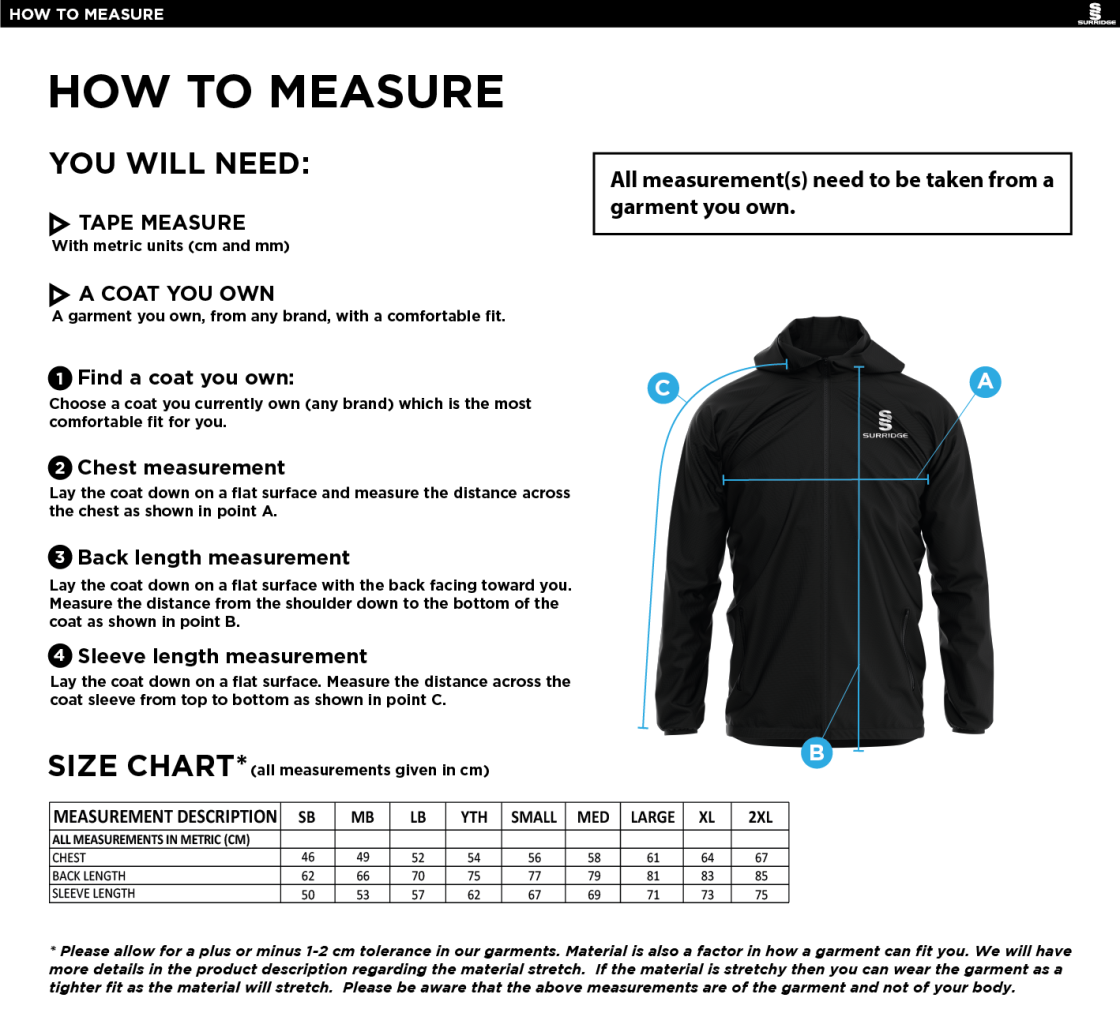 Lancashire Fire & Rescue - Dual Elite 1/4 Zip Hoody / Rain Jacket - Unisex Fit - Size Guide
