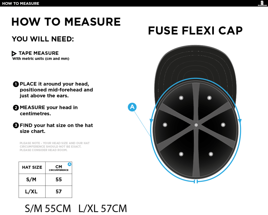 Lancashire Fire & Rescue - Fuse Flexi Fit Cap - Size Guide